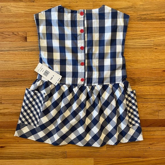 NWT French Connection Kids Blue and White Gingham Pocket Dress, Size 6 - Picture 3 of 3